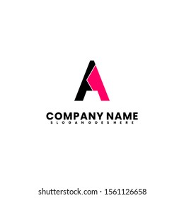 creative minimalist simple A logotype design concept in black and neon red design concept.