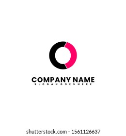 creative minimalist simple O logotype design concept in black and neon red design concept.