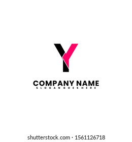 creative minimalist simple Y logotype design concept in black and neon red design concept.