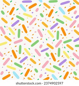 Creative minimalist style art background for children or trendy design with basic shapes.A vibrant and cheerful seamless pattern with colorful pastel geometric shapes on a white background.