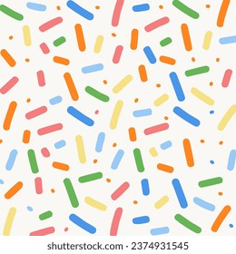 Creative minimalist style art background for children or trendy design with basic shapes.A vibrant and cheerful seamless pattern with colorful pastel geometric shapes on a white background.
