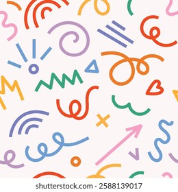 Creative minimalist style art background for children or trendy design with basic shapes. Simple childish scribble backdrop.