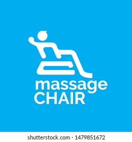 A creative and minimalist vector logo featuring a clever combination of the letters M and C to form a silhouette of an electric massage chair with a person relaxing. This clean blue icon represents comfort, high-tech relaxation, and ergonomic furniture design. Perfect for massage chair brands, wellness spas, furniture stores, physiotherapy clinics, and healthcare technology companies seeking a modern and professional identity.