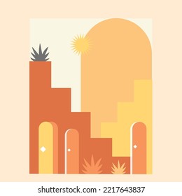 Creative minimalistic architecture poster abstract art