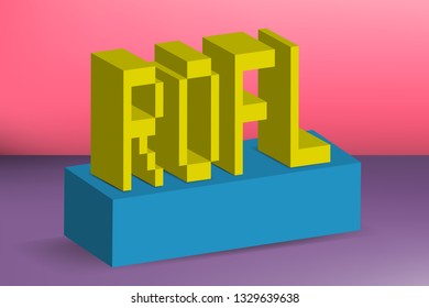 Creative minimalistic banner, background and cover. ROFL. Sign, slang, sticker, lettering. Social media, blogging, web. 8-Bit, 3d pixel, Lego style. Trendy and aesthetics graphics. Eps10 Vector. 