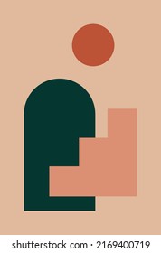 Kreative minimalistische handgemalte Illustration zur Dekoration von Wänden, Postkarten oder Broschürenverkleidungen. Boho Abstraktion. Poster, Poster. Minimalismus.
