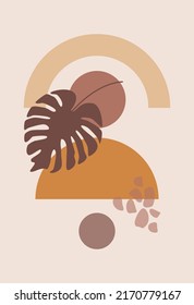 Ilustración minimalista creativa pintada a mano para paredes decorativas, postales o portadas de folletos. Abstracción del boho. Afiche, afiche. Minimalismo.