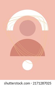Creative minimalistic hand-painted illustration for decorating walls, postcards or brochure covers. Boho abstraction. Poster, poster. Minimalism.
