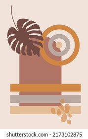 Creative minimalistic hand-painted illustration for decorating walls, postcards or brochure covers. Boho abstraction. Poster, poster. Minimalism.