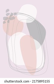 Creative minimalistic hand-painted illustration for decorating walls, postcards or brochure covers. Boho abstraction. Poster, poster. Minimalism.
