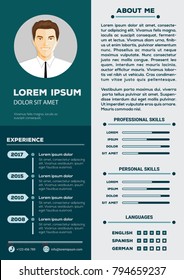 Creative and minimalistic personal resume / cv template  for education and work 