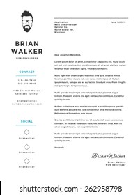 Creative and minimalistic personal vector cover letter template