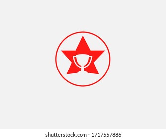 Creative minimalistic red logo icon star and cup in a circle for your company.