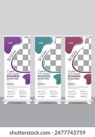 Creative and minimalistic roll up banner design template.