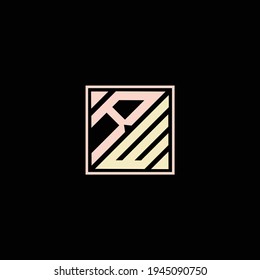 creative minimalistic WR logo initials