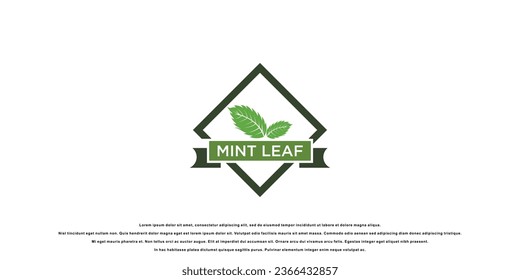 Creative mint leaf logo design with modern concept| premium vector