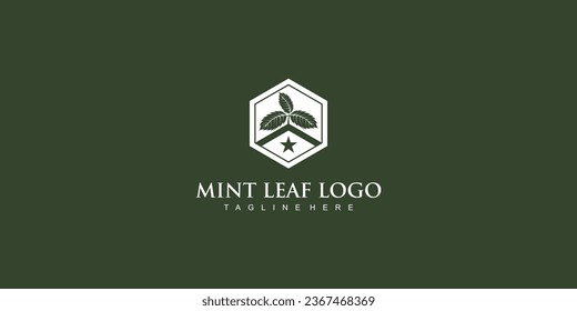 Creative Minze-Blatt-Logo-Design mit modernem Konzept| Premium-Vektorgrafik