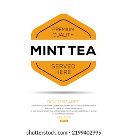 Creative (Mint tea) drink, Mint tea sticker, vector illustration.