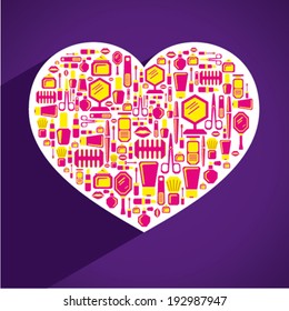 creative mirror design with beauty and fashion product icon design concept vector