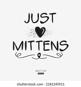 Texto creativo (Mittens), Puede ser utilizado para pegatinas y etiquetas, camisetas, invitaciones, ilustración vectorial.