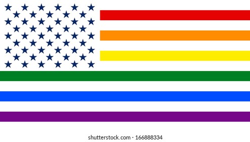 Creative mix of the Rainbow flag with American flag. Vector.