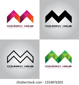 Creative M-Logo with polygon and colorful style