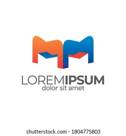 Plantilla abstracta de letras de Creative MM, diseño de logotipos de MM