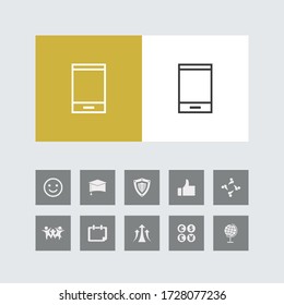 Icono creativo de la línea de teléfono móvil con iconos extra. 