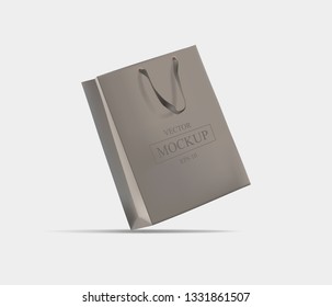 Creative mockup. Shopping bag. Mock-up of blank package, mockup of brown paper shopping bag with handles. Vector illustration.
