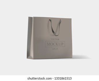 Creative mockup. Shopping bag. Mock-up of blank package, mockup of brown paper shopping bag with handles. Vector illustration.