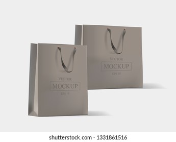 Creative mockup. Shopping bag. Mock-up of blank package, mockup of brown paper shopping bag with handles. Vector illustration.