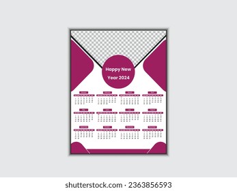Creative modern 2024 new year calendar design