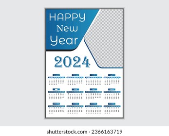 Creative modern 2024 new year calendar design
