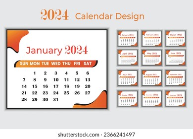 Creative modern 2024 new year calendar design
