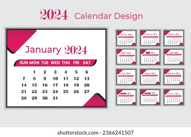 Creative modern 2024 new year calendar design
