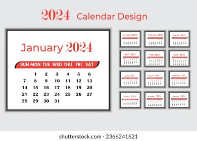 Creative modern 2024 new year calendar design
