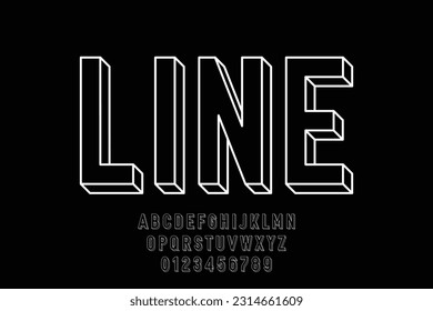 Creative modern 3D linear style typeface vector. Unique line art font design illustration.