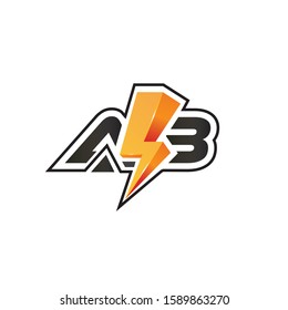 Creative and modern AB Letter 3D bolt logo design template vector eps 