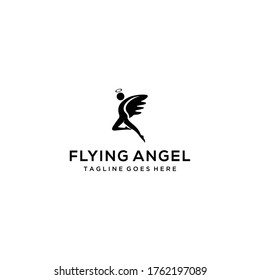Creative modern abstract angel fly sign Concept logo design template 