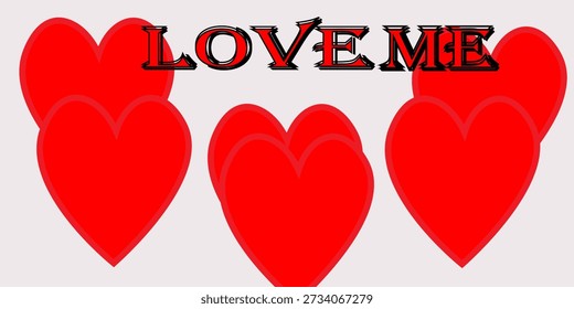 kreativ Modernes abstraktes Kunstdesign mit handgezeichnetem rotem Herz und Text - love me. Vorlage für Feiern, Anzeigen, Branding, Banner, Cover, Label, Poster, Verkauf.