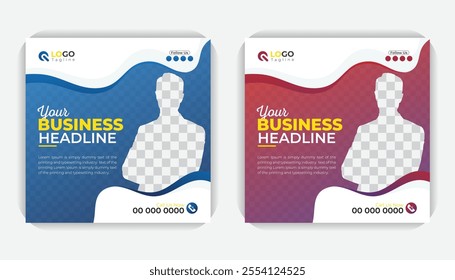 Creative, modern and abstract background creative colorful social media post square banner design template, Digital business marketing social media post banner design
