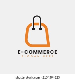 Diseño del logotipo de eCommerce abstracto creativo y moderno, diseño del logotipo de la bolsa de compras en línea de gradiente colorido