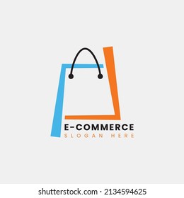 Diseño del logotipo de eCommerce abstracto creativo y moderno, diseño del logotipo de la bolsa de compras en línea de gradiente colorido
