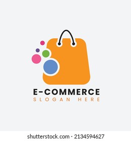Creative modern abstract eCommerce logo design, colorful gradient online shopping bag logo design template
