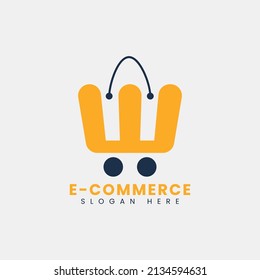 Creative Modern Abstract ECommerce Logo Design, Colorful Gradient Online Shopping Bag Logo Design Template