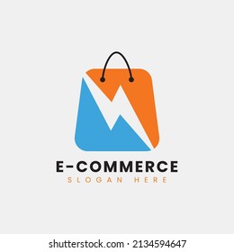 Kreatives, modernes Design des abstrakten E-Commerce-Logos, bunter Farbverlauf-Online-Shopping-Logo-Design-Vorlage