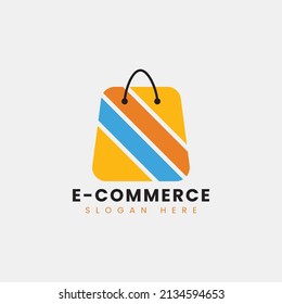 Creative modern abstract eCommerce logo design, colorful gradient online shopping bag logo design template