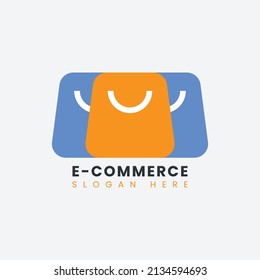 Creative modern abstract eCommerce logo design, colorful gradient online shopping bag logo design template