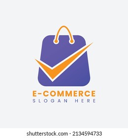 Creative modern abstract eCommerce logo design, colorful gradient online shopping bag logo design template