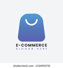 Diseño del logotipo de eCommerce abstracto creativo y moderno, diseño del logotipo de la bolsa de compras en línea de gradiente colorido
